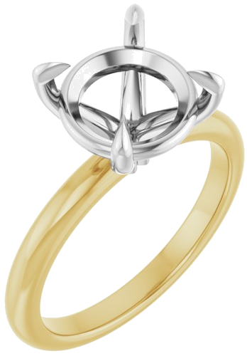 14K Yellow White 10 mm Round Solitaire Engagement Ring Mounting (1)