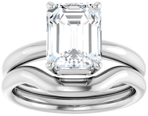 Sužadėtuvių Žiedas „Solitaire“ 14k white gold Emerald 9mm x 7mm (8)
