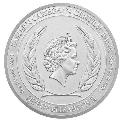 1 oz Sisserou papūgos 2021 Dominika 2 dolerių sidabrinė moneta (2)