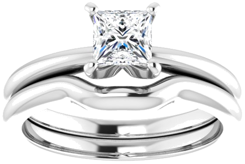 14K White  4.5x4.5 mm Square Solitaire Engagement Ring Mounting (8)