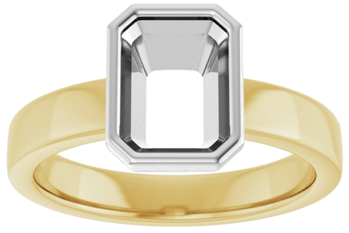 Sužadėtuvių Žiedas „Solitaire“ 585 Baltojo Ir Geltonojo Aukso Emerald 8mm x 6mm (3)