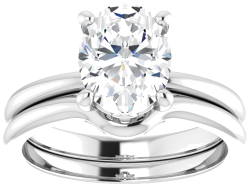 Sužadėtuvių Žiedas „Solitaire“ 585 Baltojo Aukso Oval 9mm x 7mm (8)