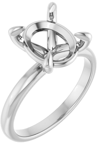 Sužadėtuvių Žiedas „Solitaire“ 10k white gold Oval 11mm x 9mm (1)