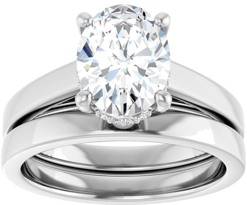 Sužadėtuvių Žiedas „Hidden Halo-Style“ 14k white gold Oval 9mm x 7mm (8)