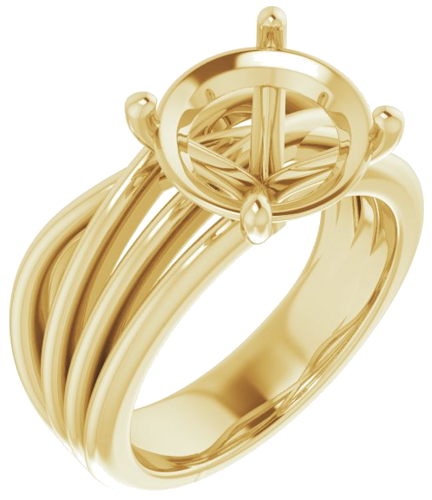 Sužadėtuvių Žiedas „Solitaire Asymmetric“ 14k yellow gold Round 10mm (1)