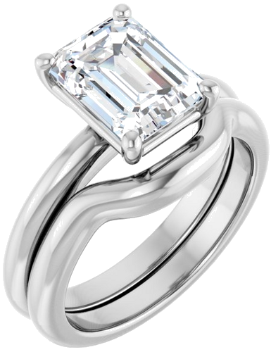 Sužadėtuvių Žiedas 14k white gold Emerald 9mm x 7mm (6)