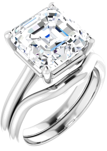 14K White 10 mm Asscher Solitaire Engagement Ring Mounting (6)