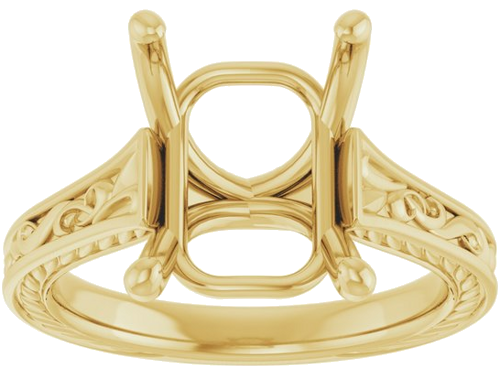 Sužadėtuvių Žiedas „Solitaire Scroll“ 14k yellow gold Emerald 11mm x 9mm (3)