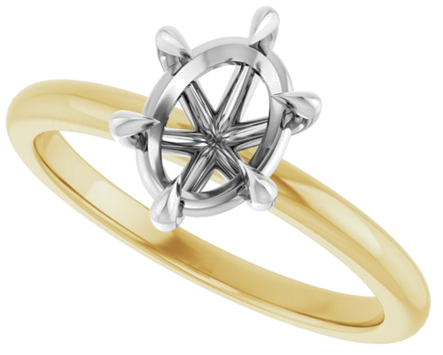 Sužadėtuvių Žiedas „Claw-Prong“ 14k yellow/white gold Oval 8mm x 6mm (5)
