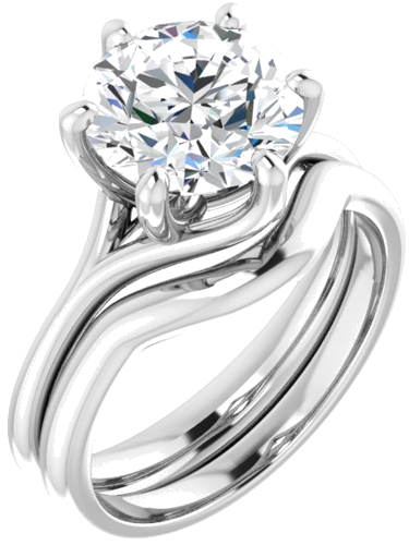 14K White 9 mm Round Engagement Ring Mounting (6)