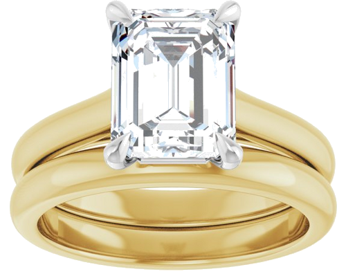Sužadėtuvių Žiedas „Claw-Prong“ 14k yellow/white gold Emerald 9mm x 7mm (8)