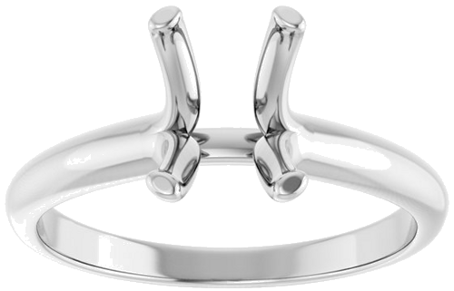 14K White 8x6 mm Emerald Solitaire Engagement Ring Mounting (3)