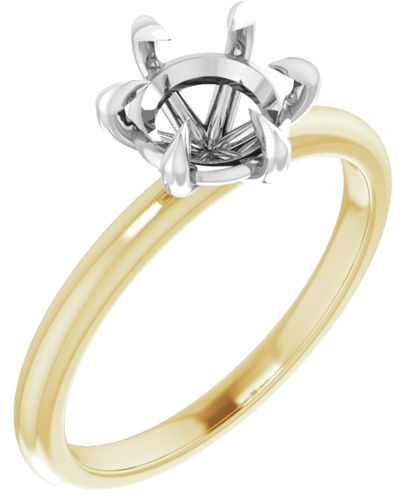 Sužadėtuvių Žiedas „Claw-Prong“ 14k yellow/white gold Round 7mm (1)