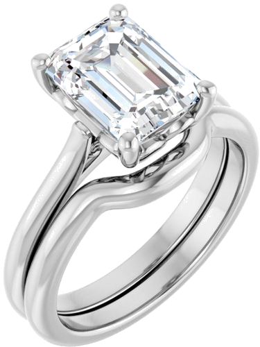 14K White 9x7 mm Emerald Solitaire Engagement Ring Mounting (6)