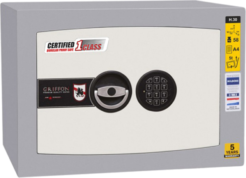 Įsilaužimams atsparus I saugumo klasės seifas su el. spyna „H 30 E“ (58 kg) (1)