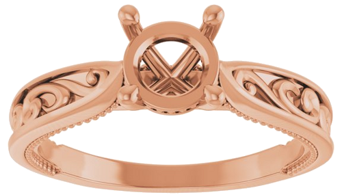 Sužadėtuvių Žiedas „Solitaire Vintage-Inspired“ 14k rose gold Round 6.5mm (3)