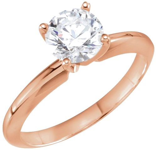 14K Rose 6-7.2 mm Round 4-Prong Heavy Solitaire Ring Mounting (3)