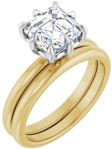 Sužadėtuvių Žiedas „Claw-Prong“ 14k yellow/white gold Asscher 7mm (6)