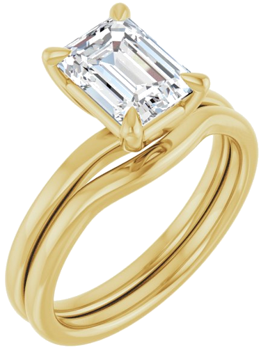Sužadėtuvių Žiedas 14k yellow gold Emerald 8mm x 6mm (6)