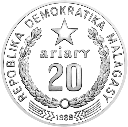 20 ариари Лемур 1988 Мадагаскар сребърна монета (2)