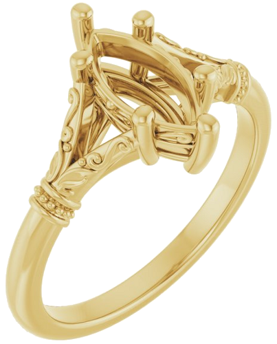 14K Yellow 10x5 mm Marquise Solitaire Engagement Ring Mounting (1)