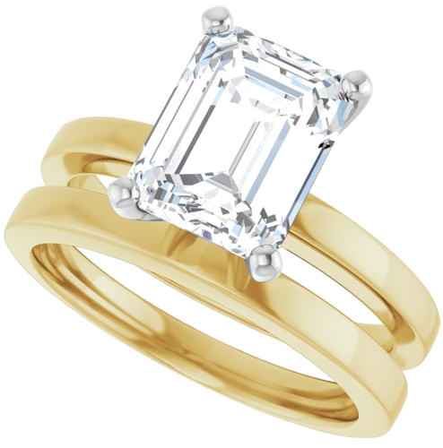 Sužadėtuvių Žiedas „Solitaire“ 585 Baltojo Ir Geltonojo Aukso Emerald 9mm x 7mm (10)