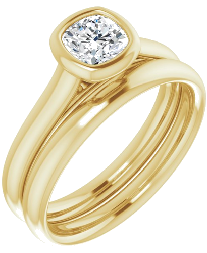 14K Yellow  5 mm Cushion Solitaire Engagement Ring Mounting (6)