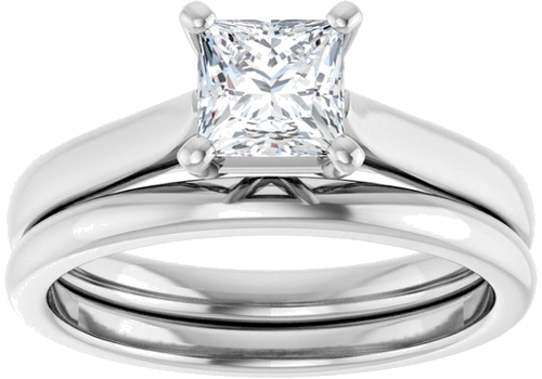 Sužadėtuvių Žiedas „Solitaire“ 585 Baltojo Aukso Square 5mm (8)