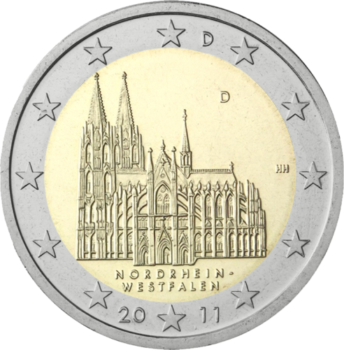 2011 Vokietija Reino-Vestfalijos federalinė žemė 2 eurų monetos (1)