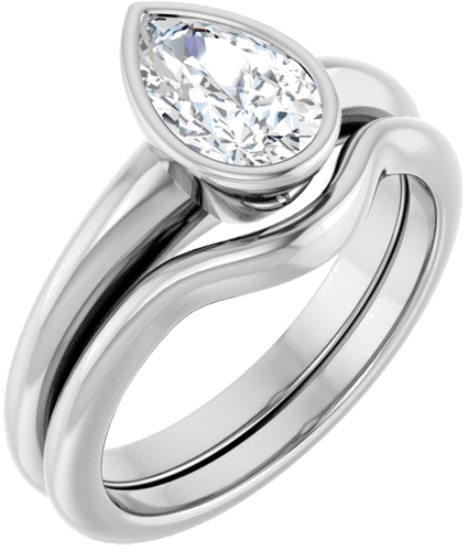 Sužadėtuvių Žiedas „Bezel-Set Solitaire“ 14k white gold Pear 8.5mm x 5.5mm (6)