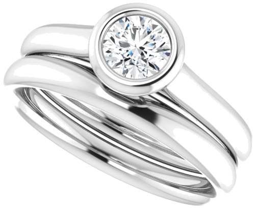 Sužadėtuvių Žiedas „Bezel-Set Solitaire“ 14k white gold Round 4.8mm (10)
