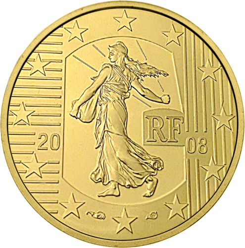 10 eurų Respublikos 50-metis 2008 Prancūzija auksinė moneta (2)