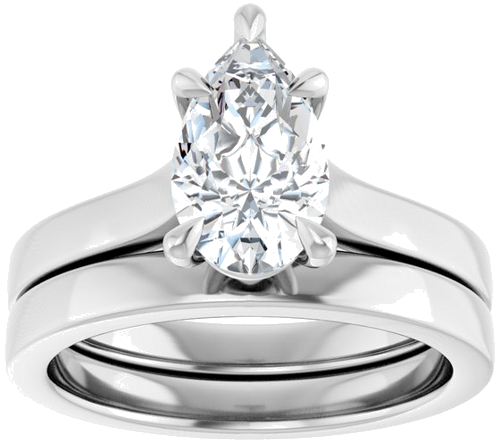 Sužadėtuvių Žiedas „Claw-Prong“ 14k white gold Pear 10mm x 6mm (8)