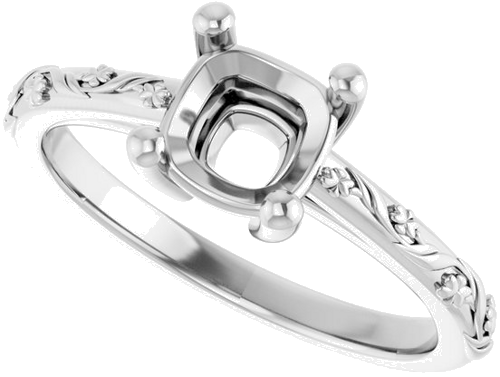 Sužadėtuvių Žiedas „Solitaire“ 585 Baltojo Aukso Cushion 6mm (5)