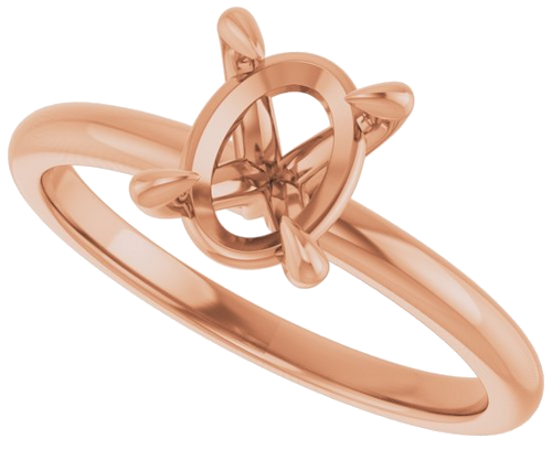 Sužadėtuvių Žiedas „Solitaire“ 585 Rožinis Aukso Oval 8mm x 6mm (5)