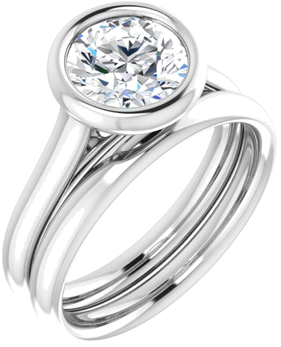 Sužadėtuvių Žiedas „Bezel-Set Solitaire“ 950 Platinos Round 7.4mm (6)