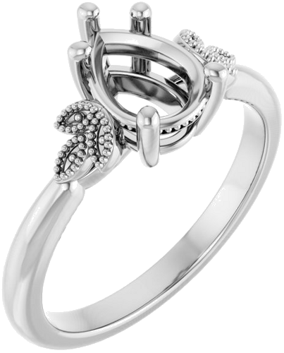 Sužadėtuvių Žiedas „Solitaire“ 14k white gold Pear 8mm x 6mm (1)