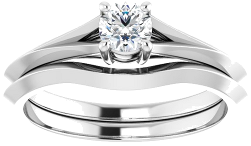 Sužadėtuvių Žiedas „Solitaire Split Shank“ 14k white gold Round 4.1mm (8)