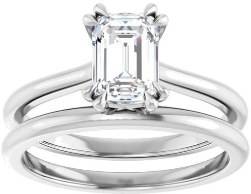 Sužadėtuvių Žiedas „Double Claw-Prong“ 14k white gold Emerald 7mm x 5mm (8)