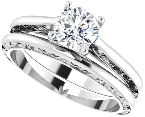 Sužadėtuvių Žiedas „Solitaire Sculptural“ 14k white gold Round 5.8mm (10)