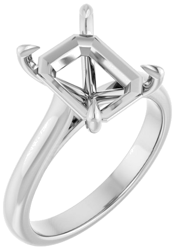 Sužadėtuvių Žiedas „Claw-Prong“ 14k white gold Emerald 10mm x 8mm (1)