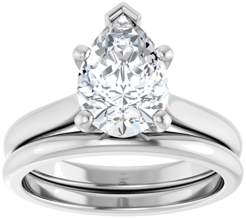 Sužadėtuvių Žiedas 14k white gold Pear 10mm x 7mm (8)