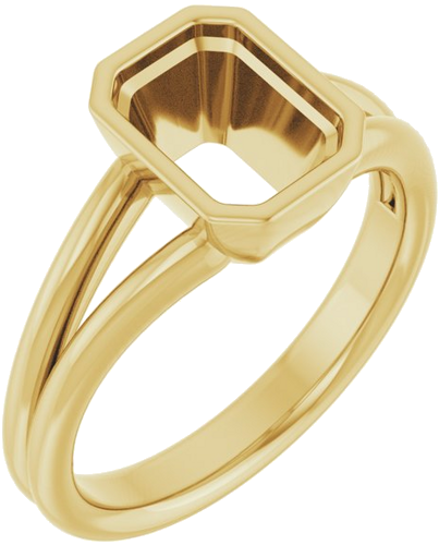 Sužadėtuvių Žiedas „Bezel-Set Solitaire“ 14k yellow gold Emerald 8mm x 6mm (1)