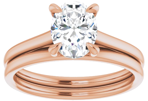 14K Rose  8x6 mm Oval Solitaire Engagement Ring Mounting (8)