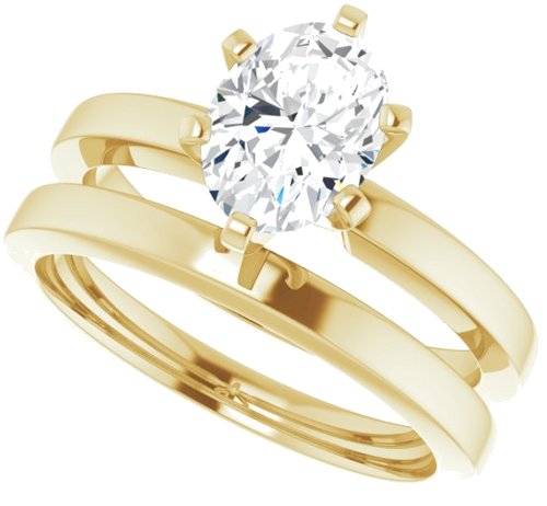 14K Yellow 8x6 mm Oval Solitaire Engagement Ring Mounting (10)