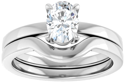 Sužadėtuvių Žiedas „Solitaire“ 585 Baltojo Aukso Oval 7mm x 5mm (8)