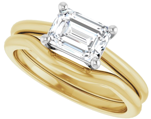 Sužadėtuvių Žiedas „Solitaire“ 585 Baltojo Ir Geltonojo Aukso Emerald 7mm x 5mm (10)