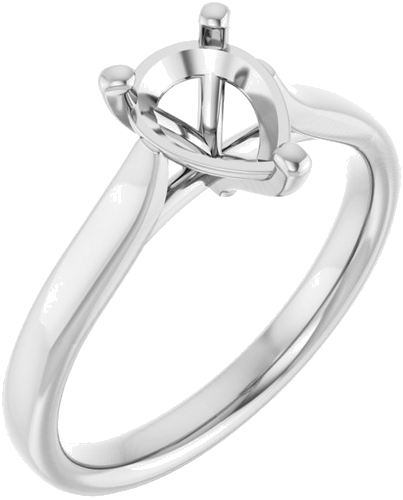 14K White 8x6 mm Pear Engagement Ring Mounting (1)