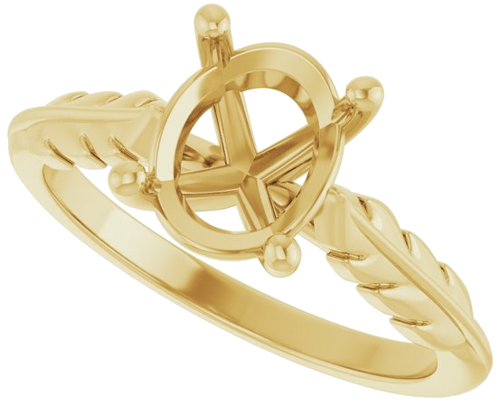 Sužadėtuvių Žiedas „Solitaire Leaf“ 14k yellow gold Oval 9mm x 7mm (5)