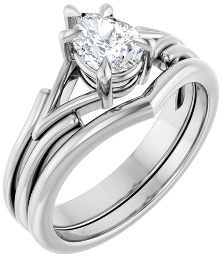 Sužadėtuvių Žiedas „Claw-Prong Solitaire“ 14k white gold Pear 7mm x 5mm (6)